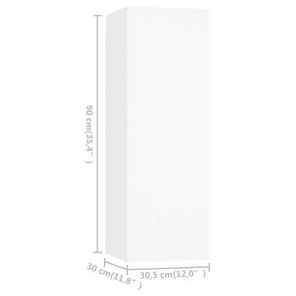 tv-borde 4 stk. 30,5x30x90 cm konstrueret træ hvid