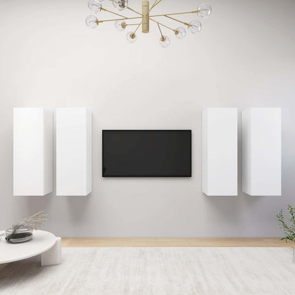 tv-borde 4 stk. 30,5x30x90 cm konstrueret træ hvid