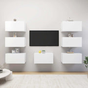 tv-skabe 7 stk. 30,5x30x60 cm konstrueret træ hvid