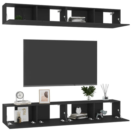 tv-skabe 4 stk. 100x30x30 cm konstrueret træ sort