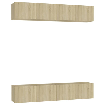tv-skabssæt 4 stk. 60x30x30 cm konstrueret træ sonoma-eg