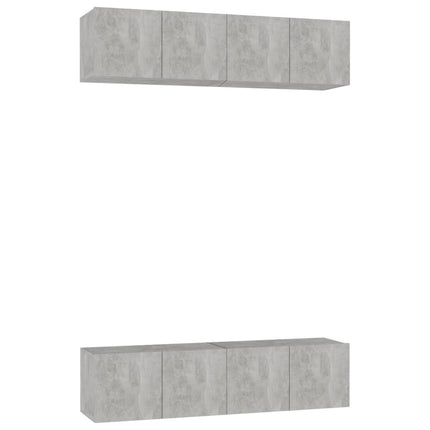 tv-skabe 4 stk. 60x30x30 cm konstrueret træ betongrå
