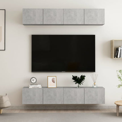 tv-skabe 4 stk. 80x30x30 cm konstrueret træ betongrå