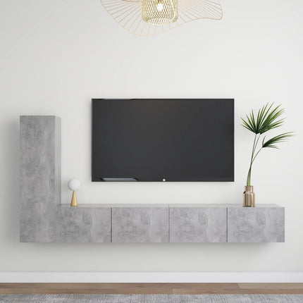 tv-møbel 3 dele konstrueret træ betongrå