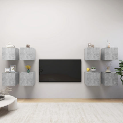 væghængte tv-skabe 8 stk. 30,5x30x30 cm betongrå
