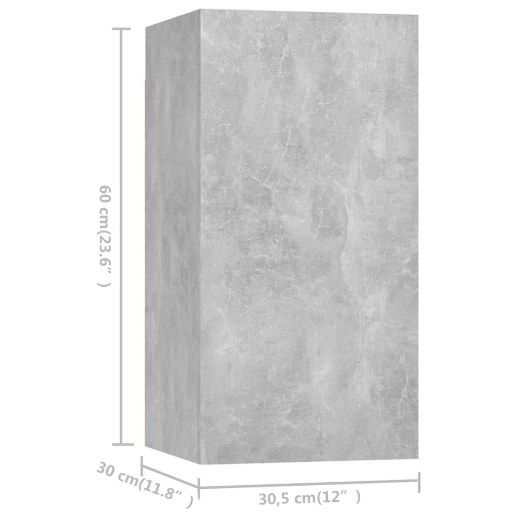 tv-skabe 7 stk. 30,5x30x60 cm konstrueret træ betongrå