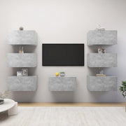 tv-skabe 7 stk. 30,5x30x60 cm konstrueret træ betongrå