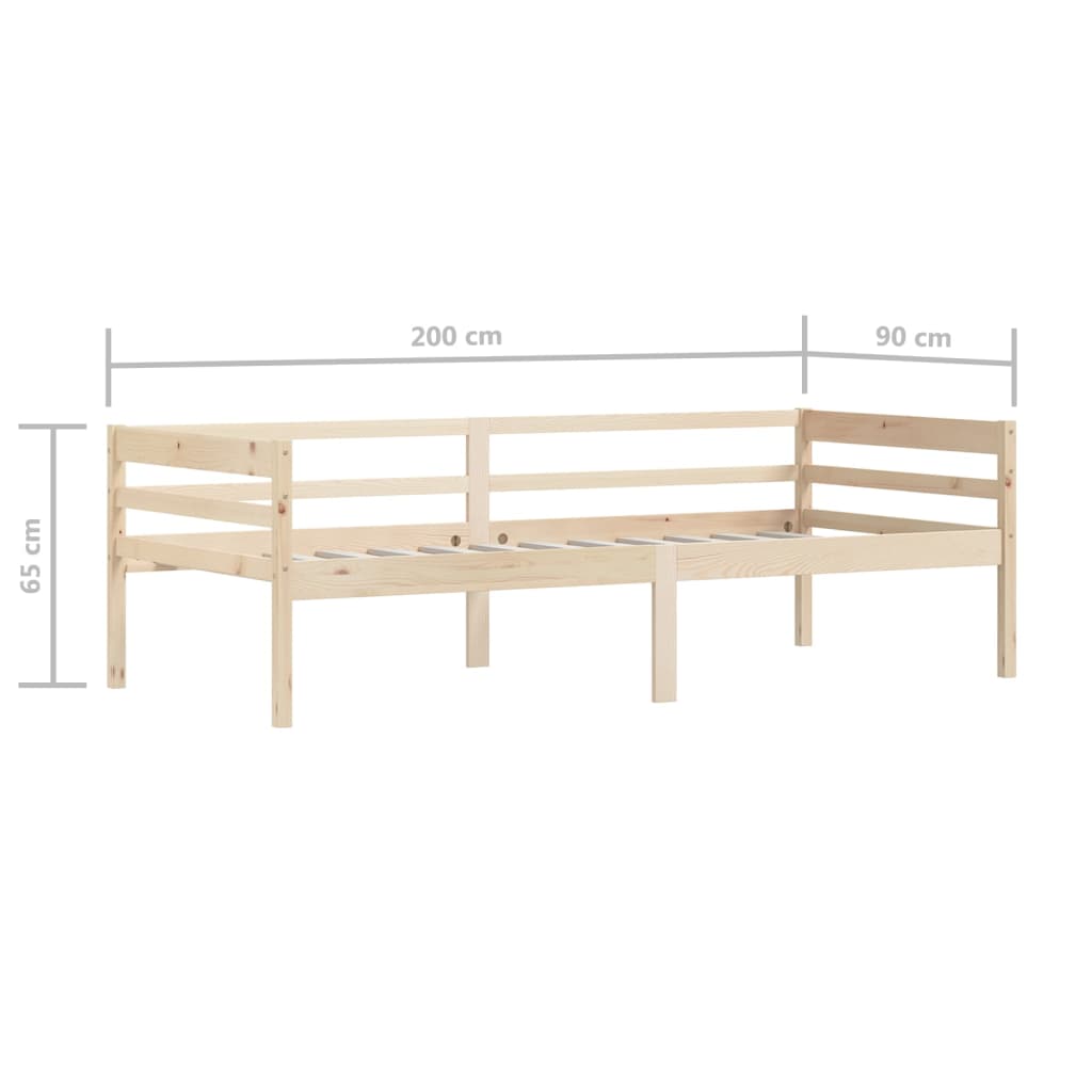 sengeramme uden madras massivt fyrretræ 90x200 cm