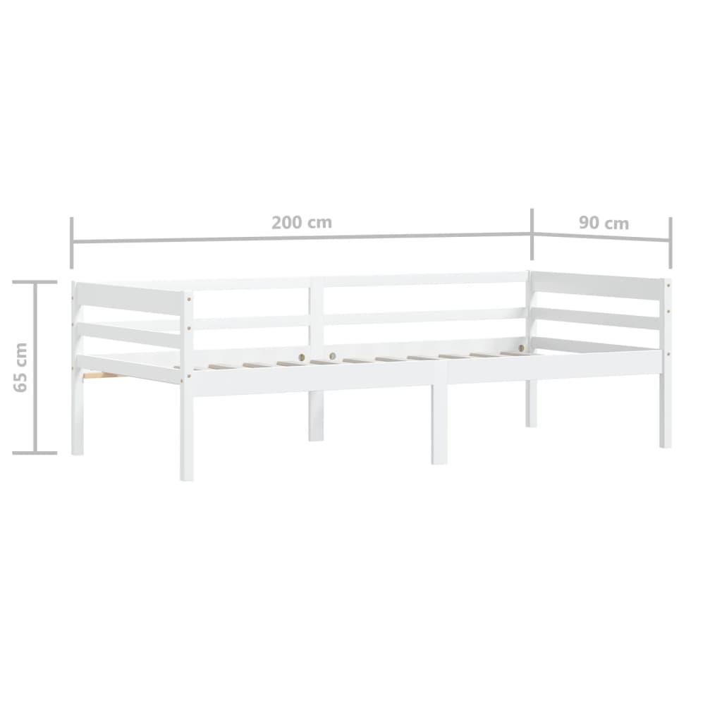 sengeramme uden madras massivt fyrretræ 90x200 cm hvid