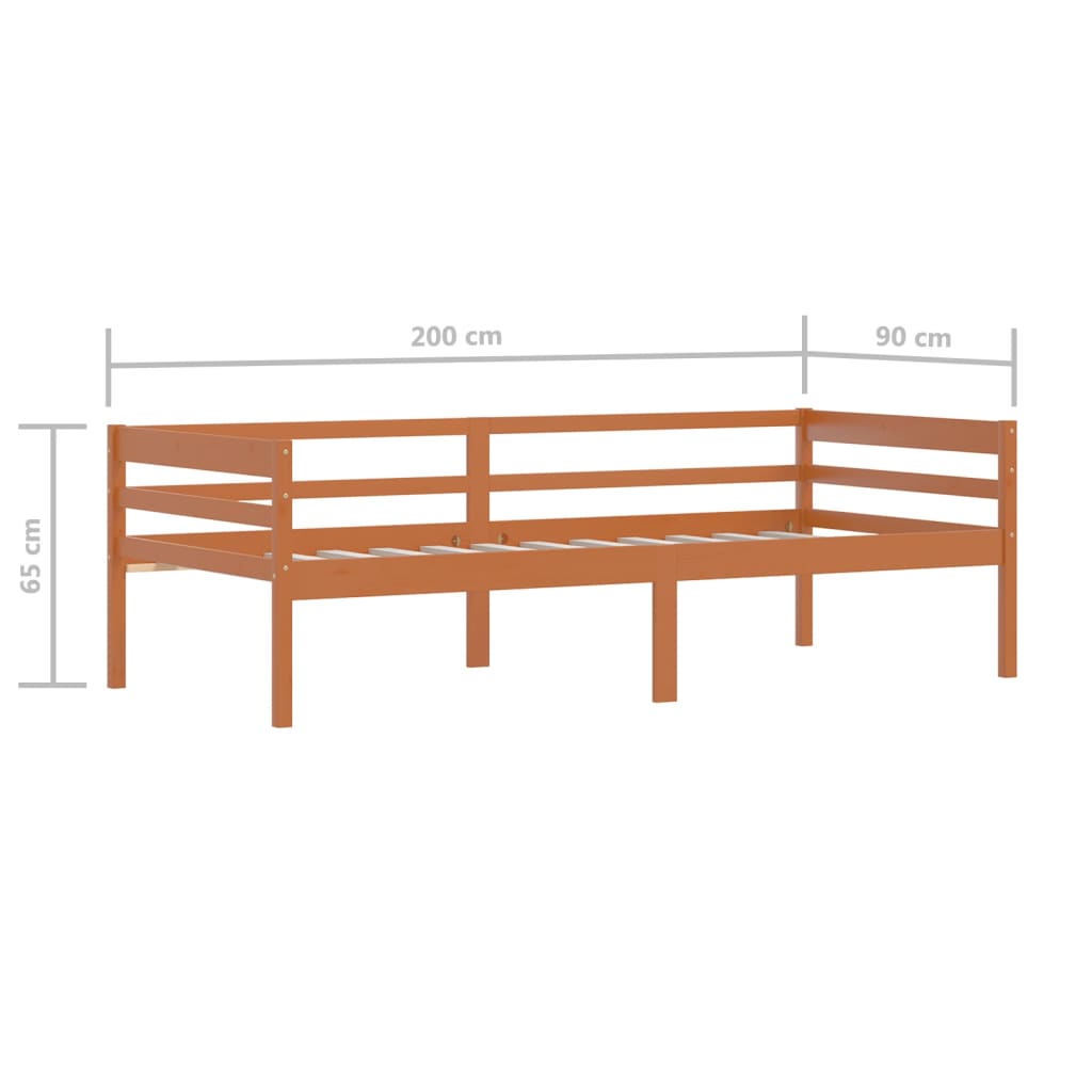 sengeramme uden madras massivt fyrretræ 90x200 cm honningbrun
