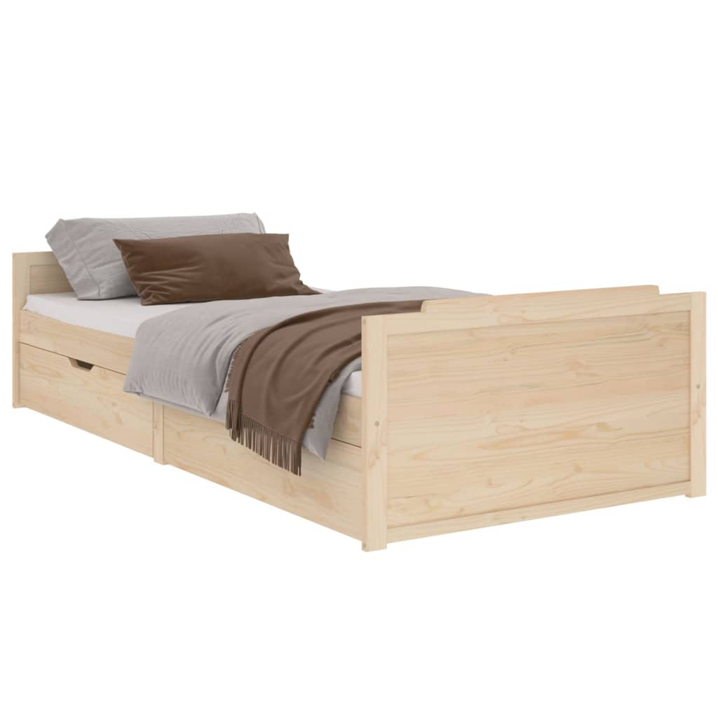 sengeramme med skuffer 90x200 cm massivt fyrretræ