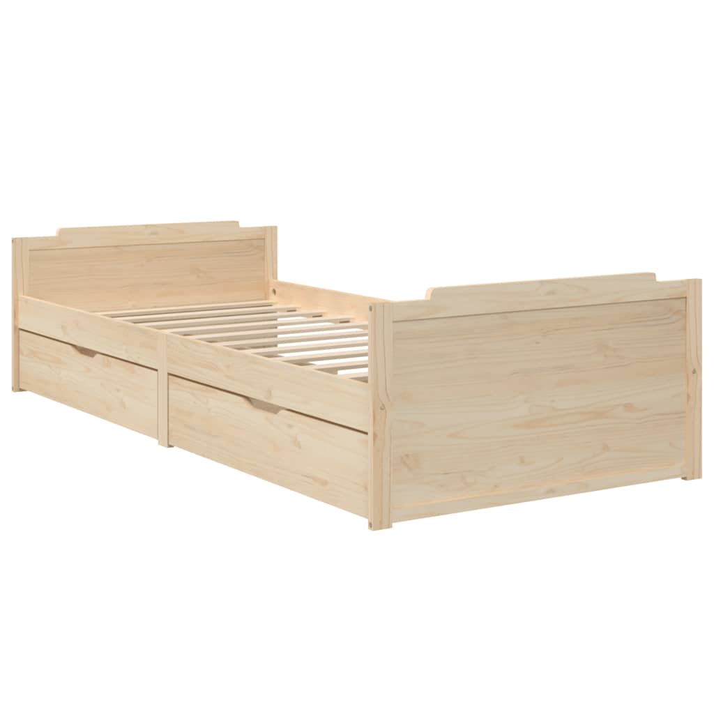 sengeramme med skuffer 90x200 cm massivt fyrretræ