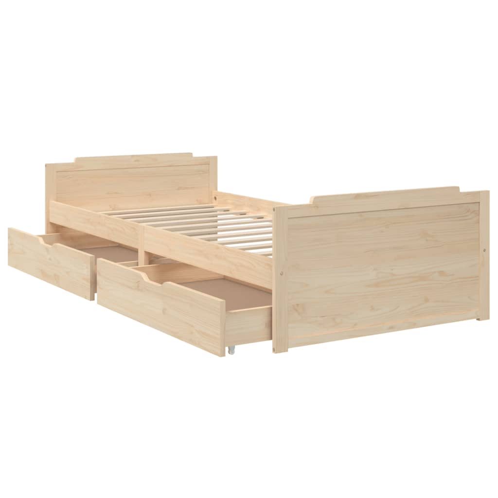 sengeramme med skuffer 90x200 cm massivt fyrretræ