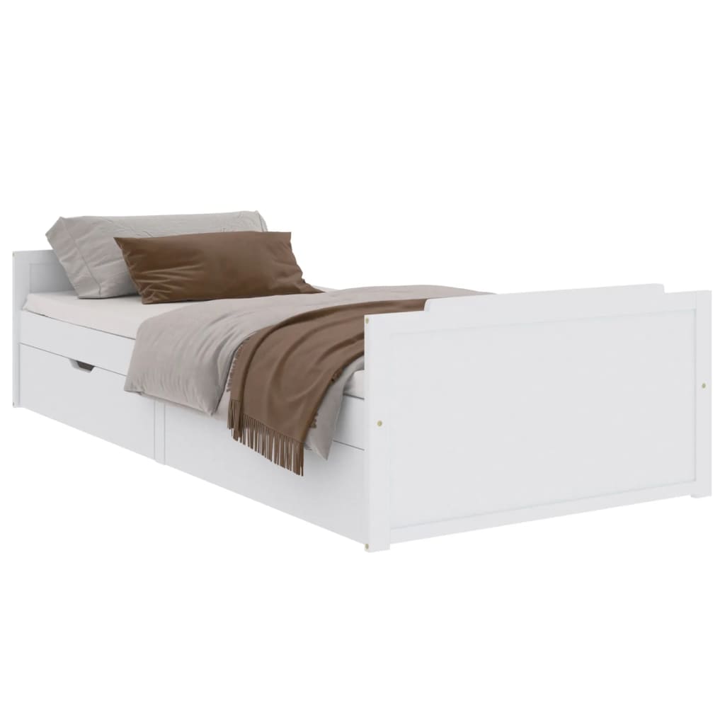 sengeramme med skuffer 90x200 cm massivt fyrretræ hvid
