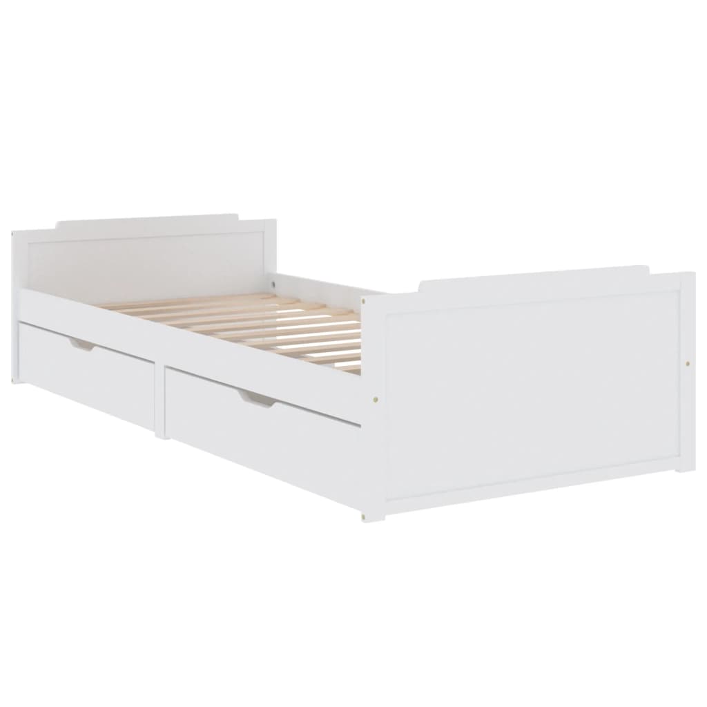 sengeramme med skuffer 90x200 cm massivt fyrretræ hvid