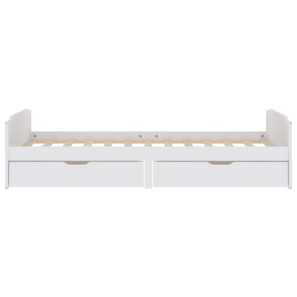 sengeramme med skuffer 90x200 cm massivt fyrretræ hvid