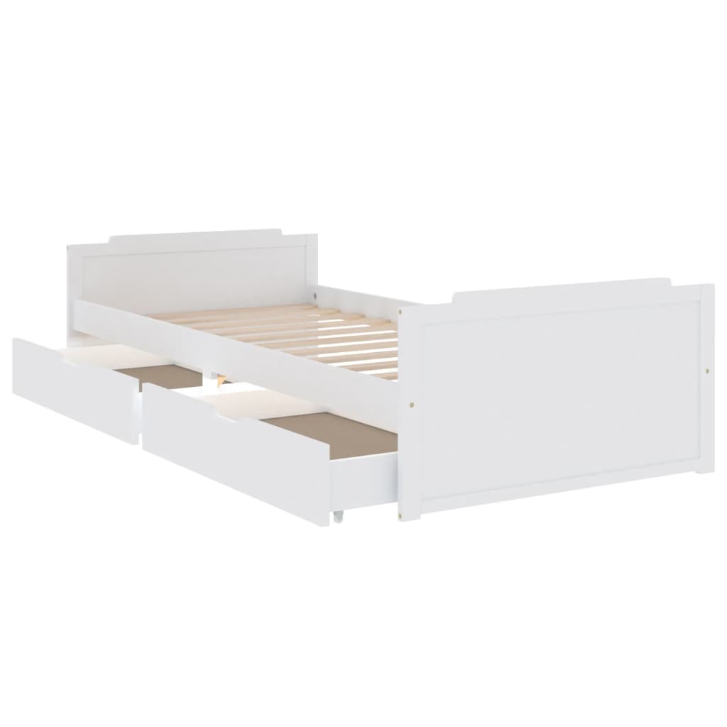 sengeramme med skuffer 90x200 cm massivt fyrretræ hvid