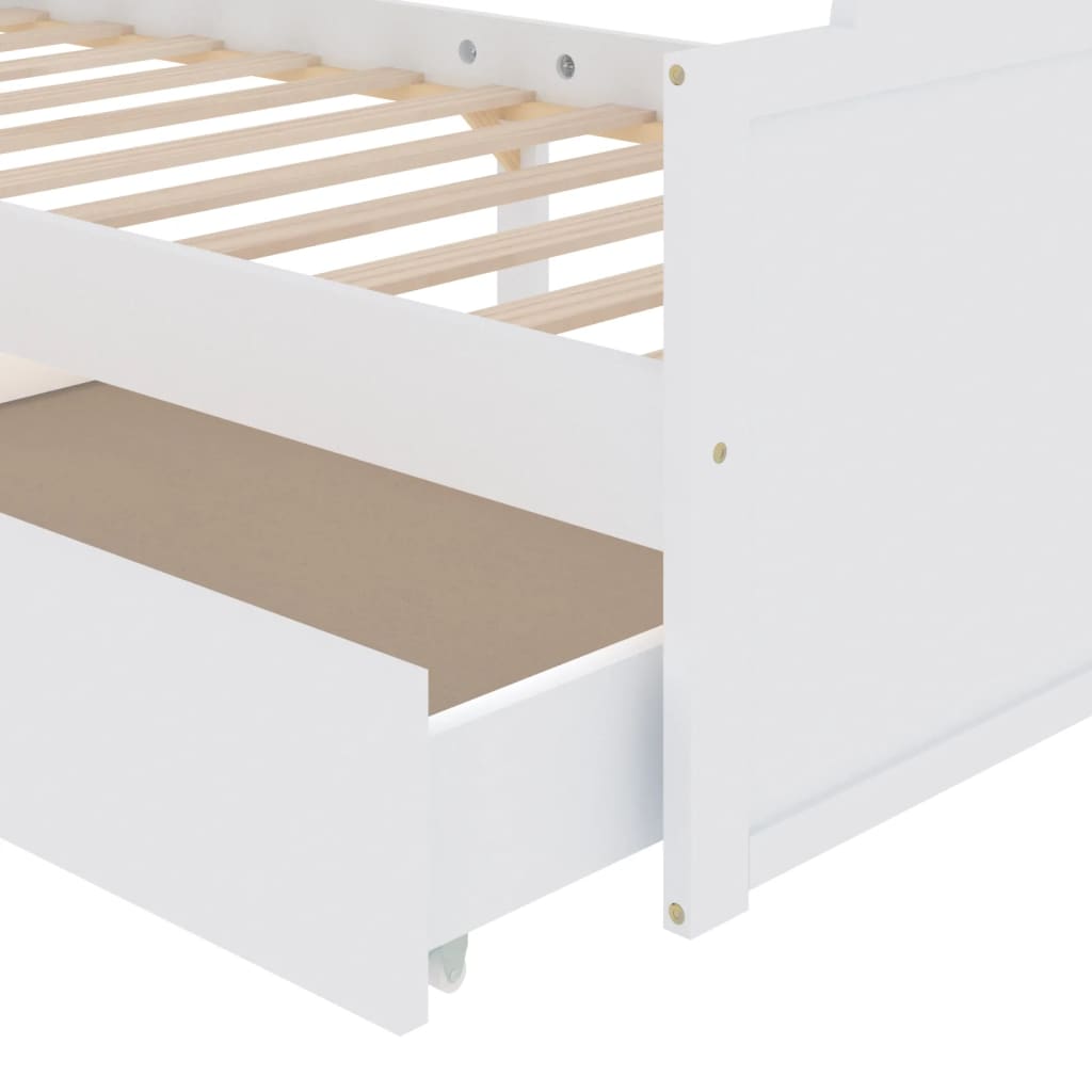 sengeramme med skuffer 90x200 cm massivt fyrretræ hvid