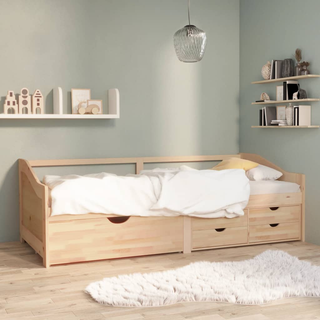 3-personers daybed med skuffer 90x200 cm massivt fyrretræ billede