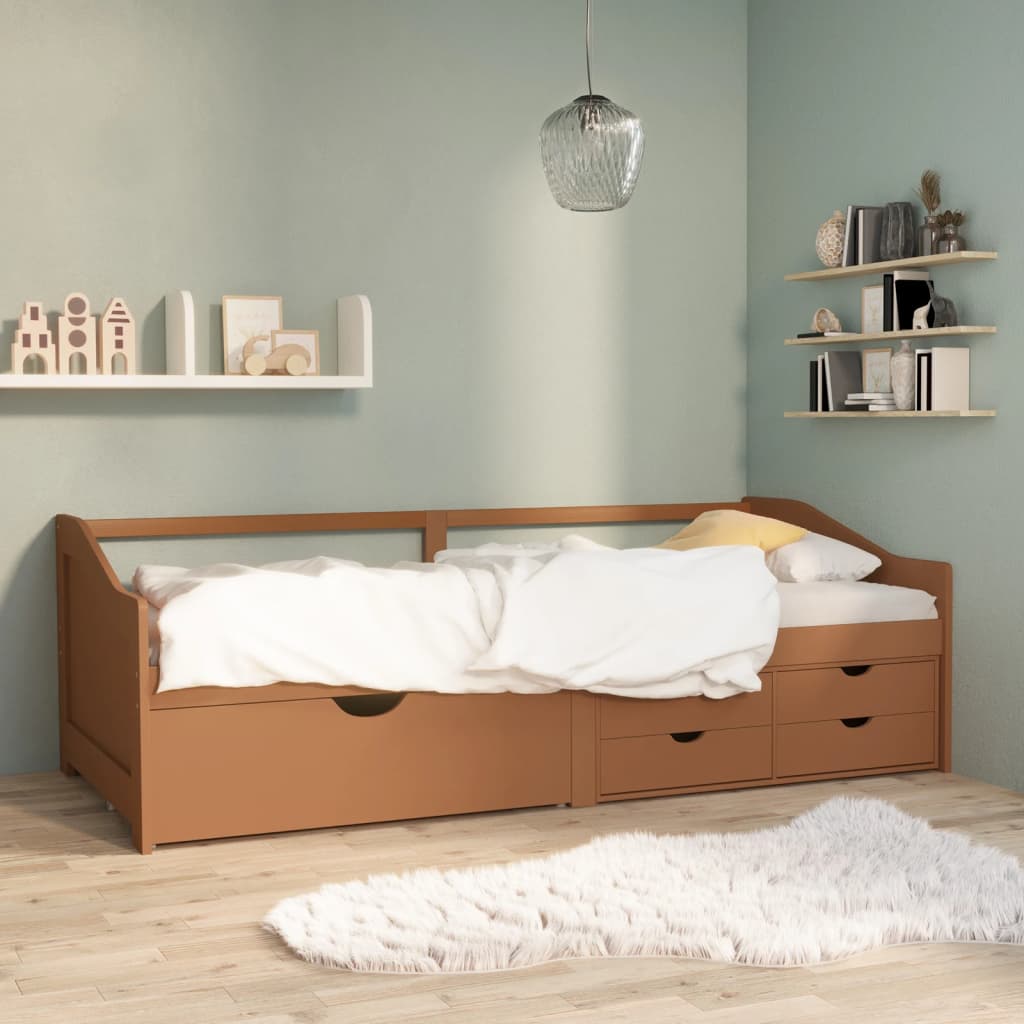 3-personers daybed skuffer 90x200cm massivt fyrretr gyldenbrun