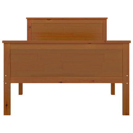 sengeramme 100x200 cm massivt fyrretræ gyldenbrun
