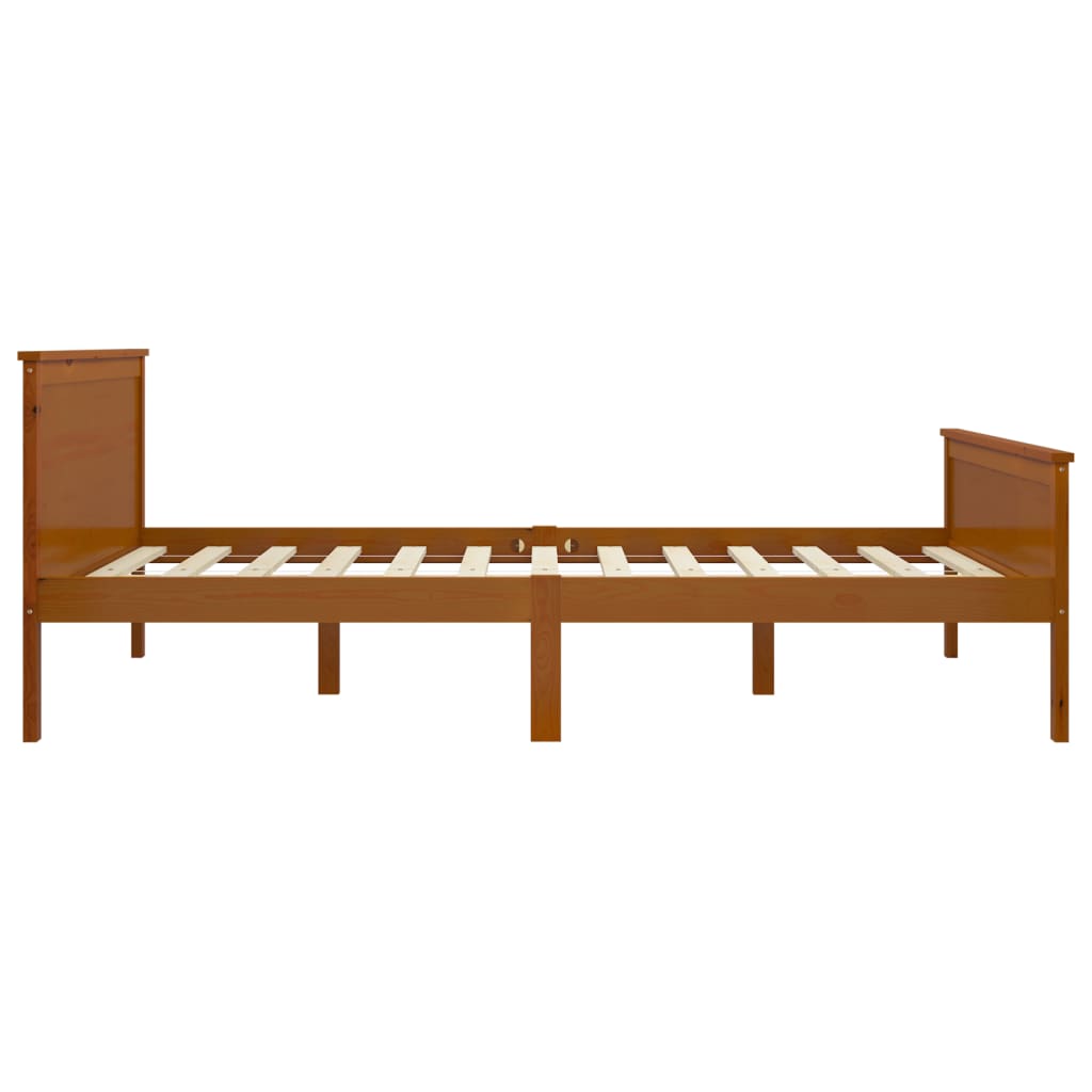 sengeramme 120x200 cm massivt fyrretræ gyldenbrun