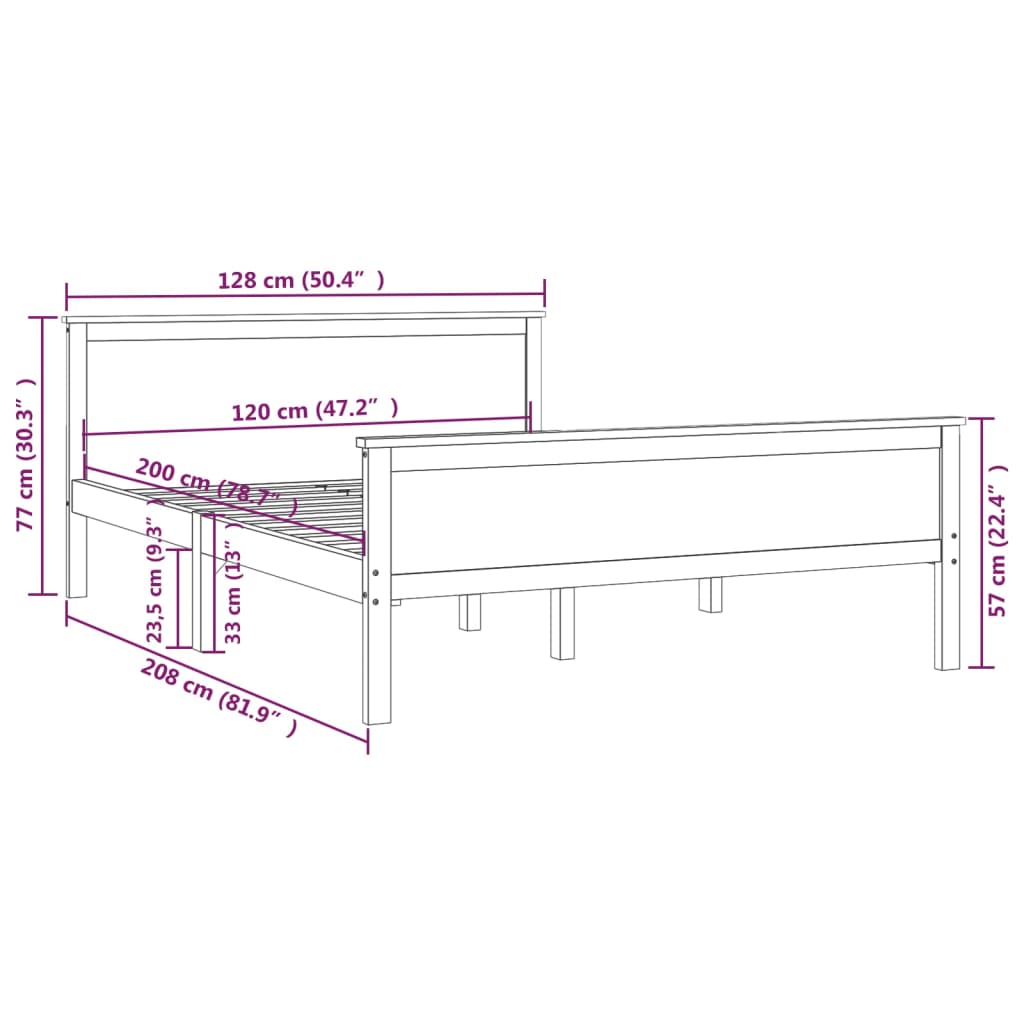 sengeramme 120x200 cm massivt fyrretræ gyldenbrun