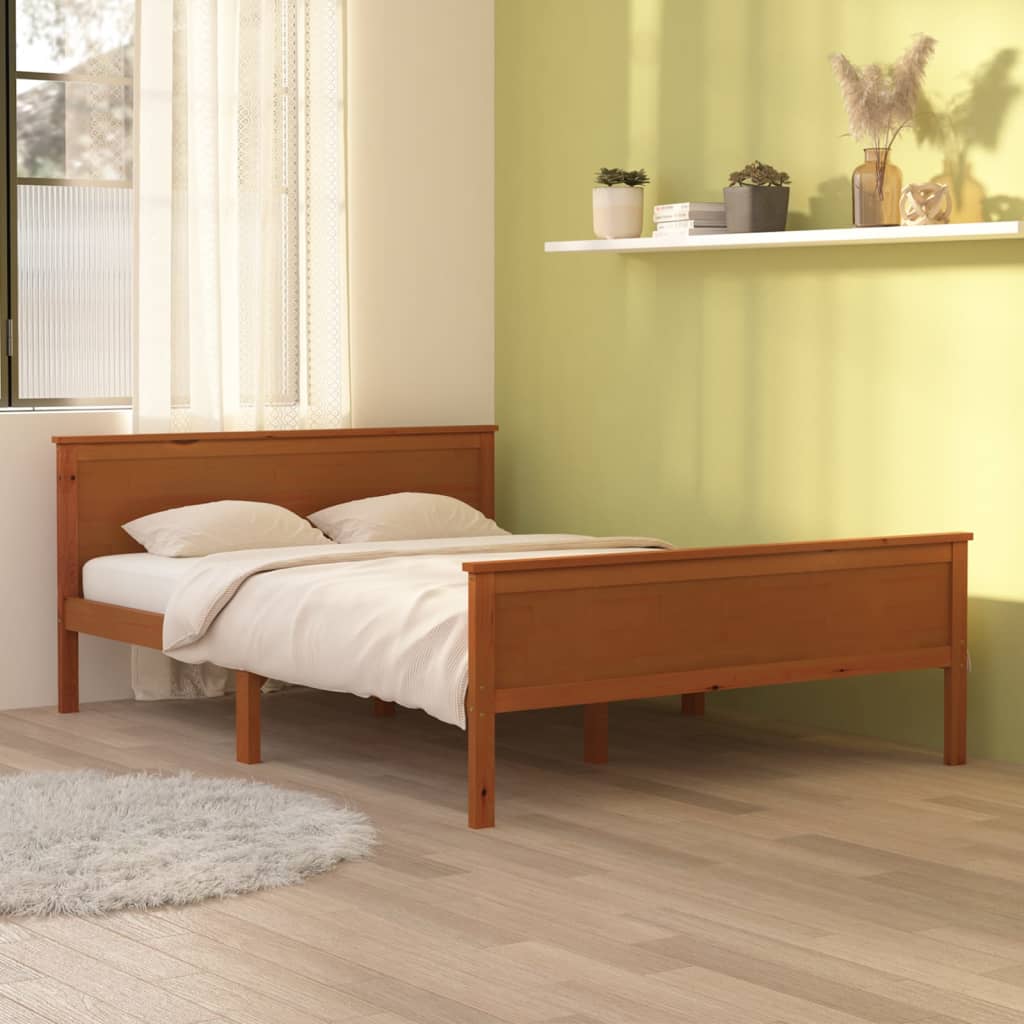 sengeramme 120x200 cm massivt fyrretræ gyldenbrun