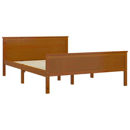 sengeramme 160x200 cm massivt fyrretræ gyldenbrun