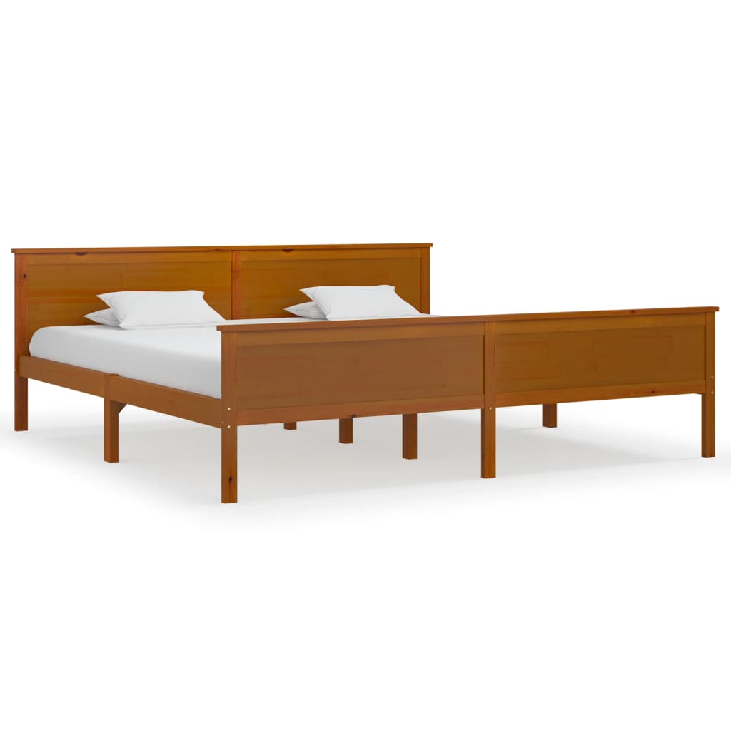 sengeramme 200x200 cm massivt fyrretræ gyldenbrun