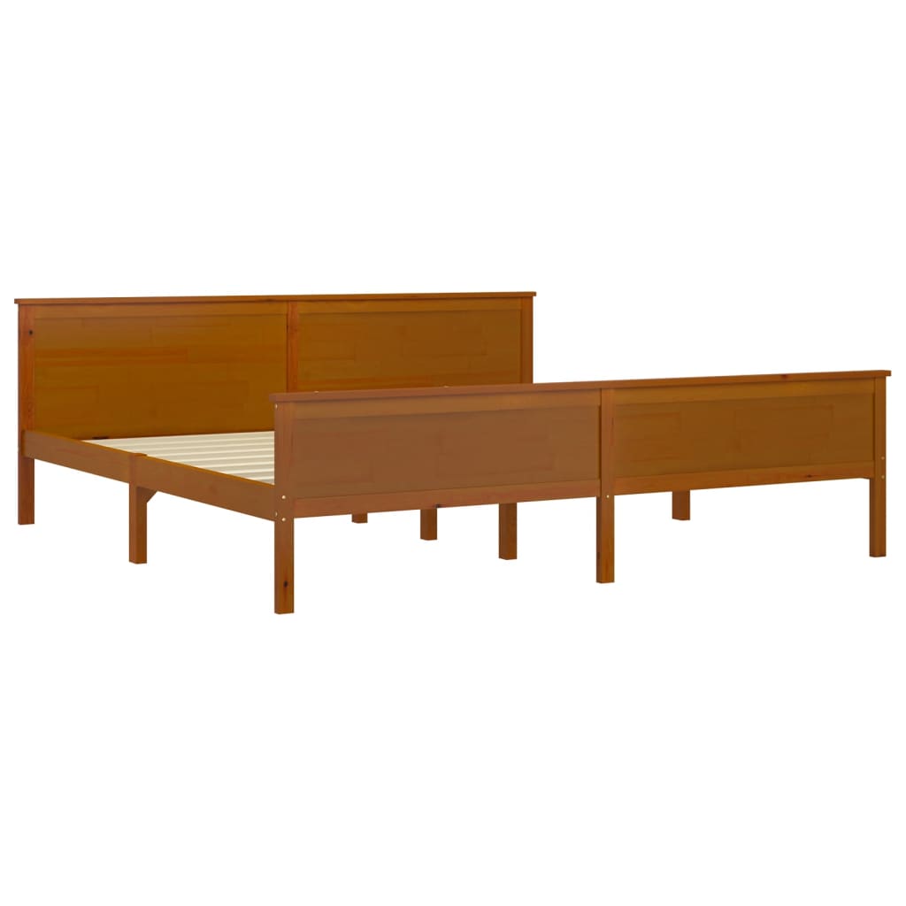 sengeramme 200x200 cm massivt fyrretræ gyldenbrun