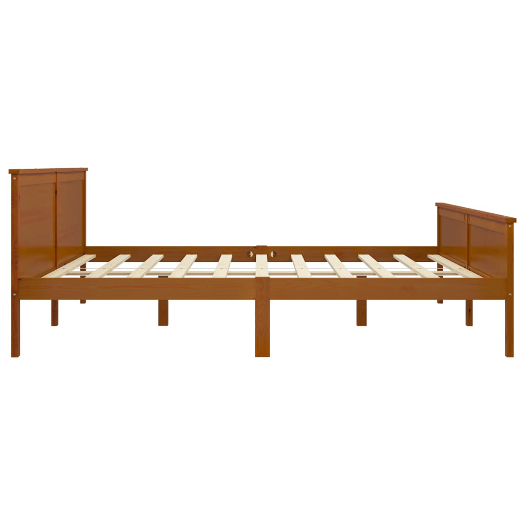 sengeramme 200x200 cm massivt fyrretræ gyldenbrun