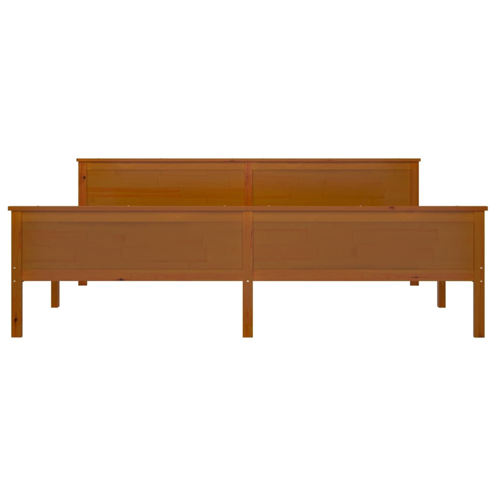 sengeramme 200x200 cm massivt fyrretræ gyldenbrun