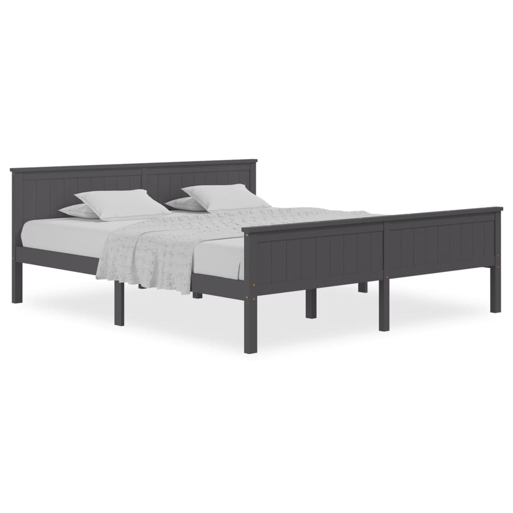 sengeramme 200x200 cm massivt fyrretræ grå