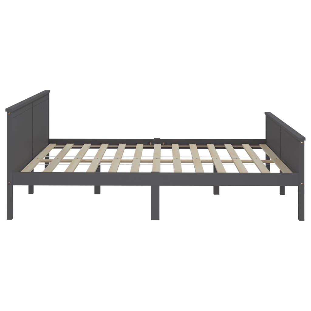 sengeramme 200x200 cm massivt fyrretræ grå