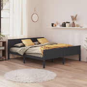sengeramme 200x200 cm massivt fyrretræ grå