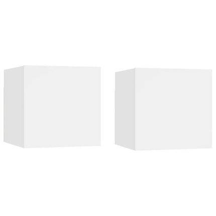 sengeskabe 2 stk. 30,5x30x30 cm konstrueret træ hvid