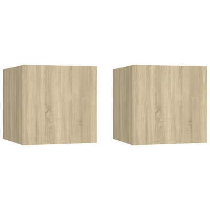 sengeskabe 2 stk. 30,5x30x30 cm konstrueret træ sonoma-eg