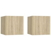 sengeskabe 2 stk. 30,5x30x30 cm konstrueret træ sonoma-eg