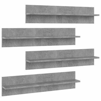væghylder 4 stk. 80x11,5x18 cm konstrueret træ betongrå