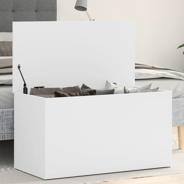 opbevaringskasse 84x42x46 cm konstrueret træ hvid