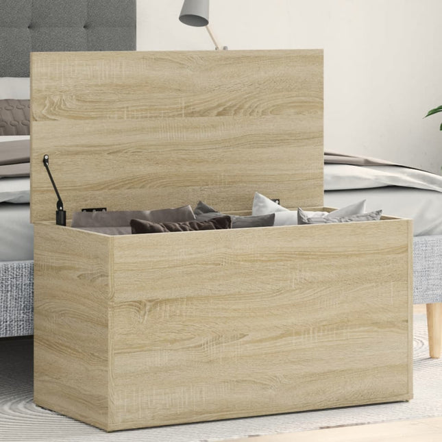 opbevaringskasse 84x42x46 cm konstrueret træ sonoma-eg