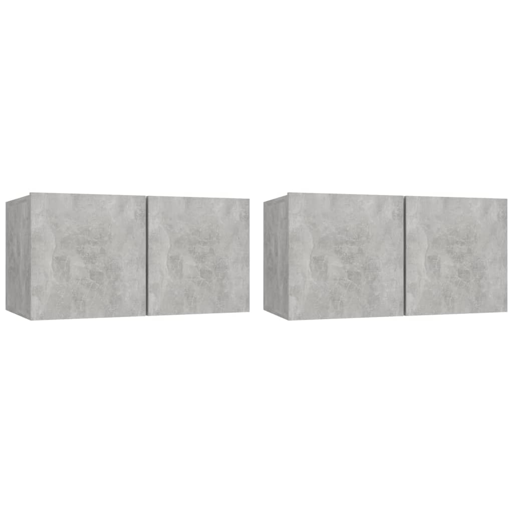 væghængte tv-skabe 2 stk. 60x30x30 cm betongrå