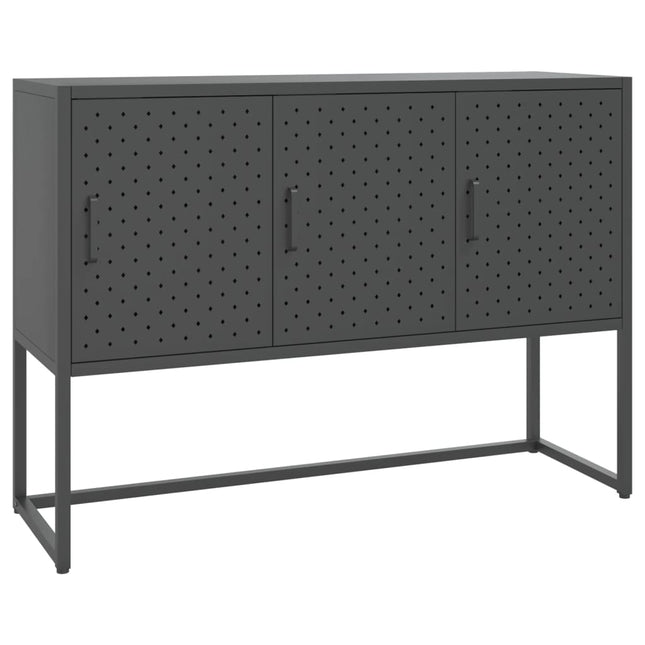 skænk 105x35x75 cm stål og glas antracitgrå