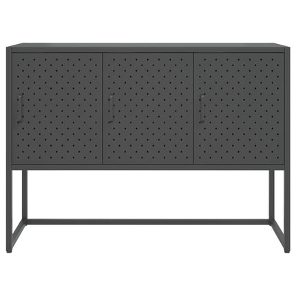 skænk 105x35x75 cm stål og glas antracitgrå