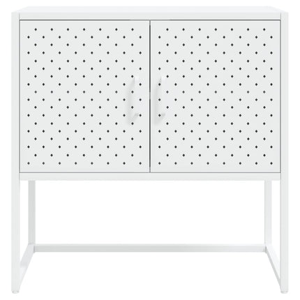 skænk 75x35x75 cm stål og glas hvid
