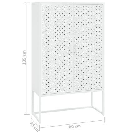 højskab 80x35x135 cm stål hvid