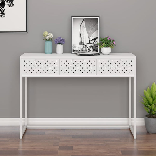 konsolbord 106x35x75 cm stål hvid