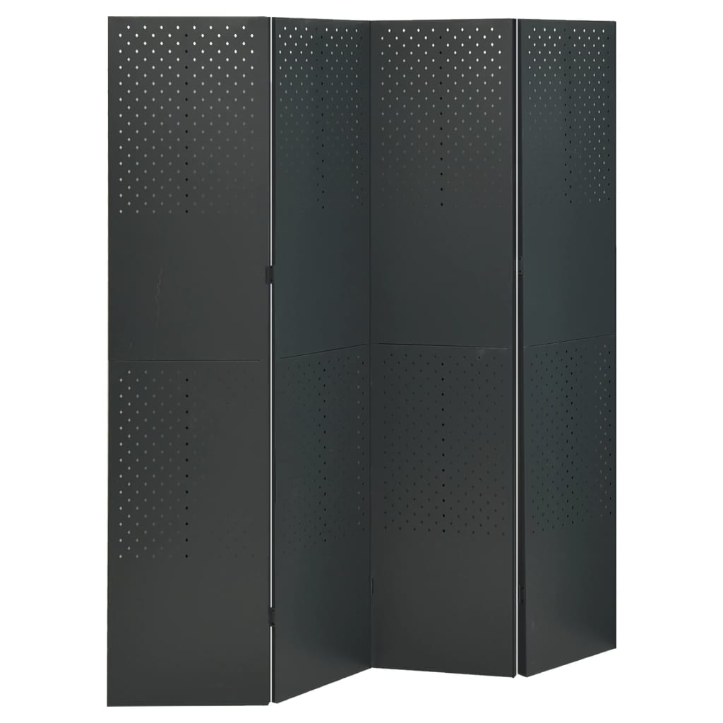 vidaXL 4-panels rumdeler 160x180 cm stål antracitgrå