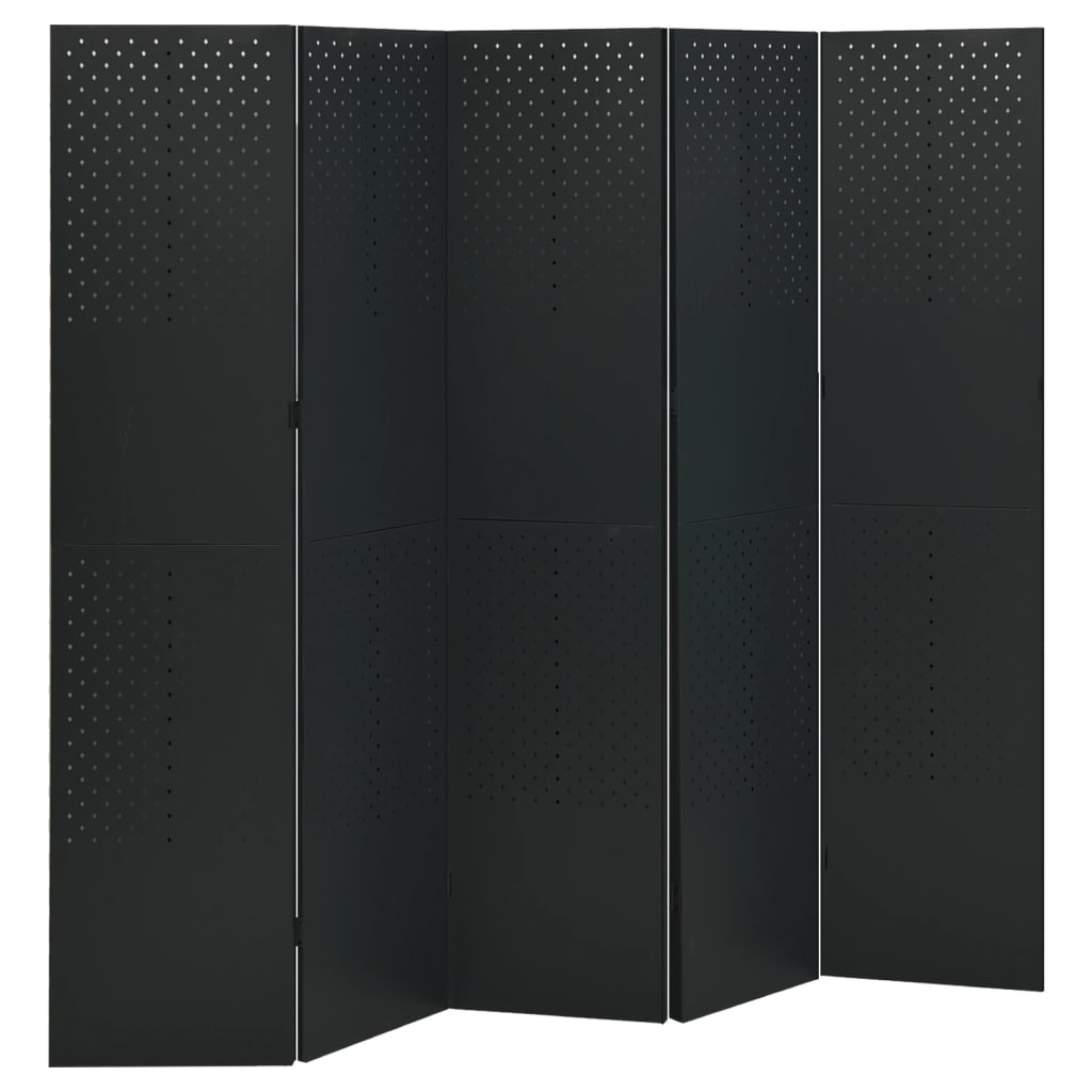 5-panels rumdeler 200x180 cm stål sort billede